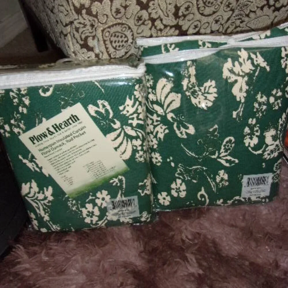 New Floral Damask Rod Pocket Homespun Insulated Curtain Panel 42” X 63